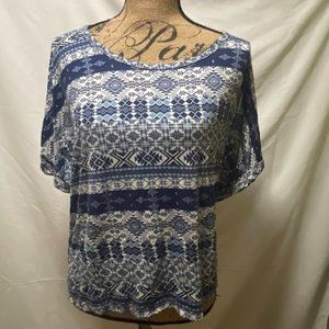 Bobeau patterned short sleeve casual top